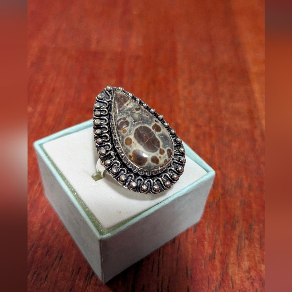 Handcrafted Asteroid Jasper Teardrop Ring (7)